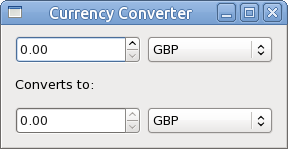 Screenshot of currency converter UI