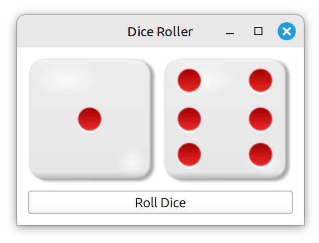 Screenshot of Qt dice roller application